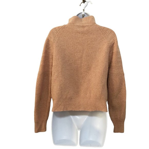 Frank & Oak Lambswool Blend Funnel Neck 1/2 Zip Sweater Top - Picture 3 of 5